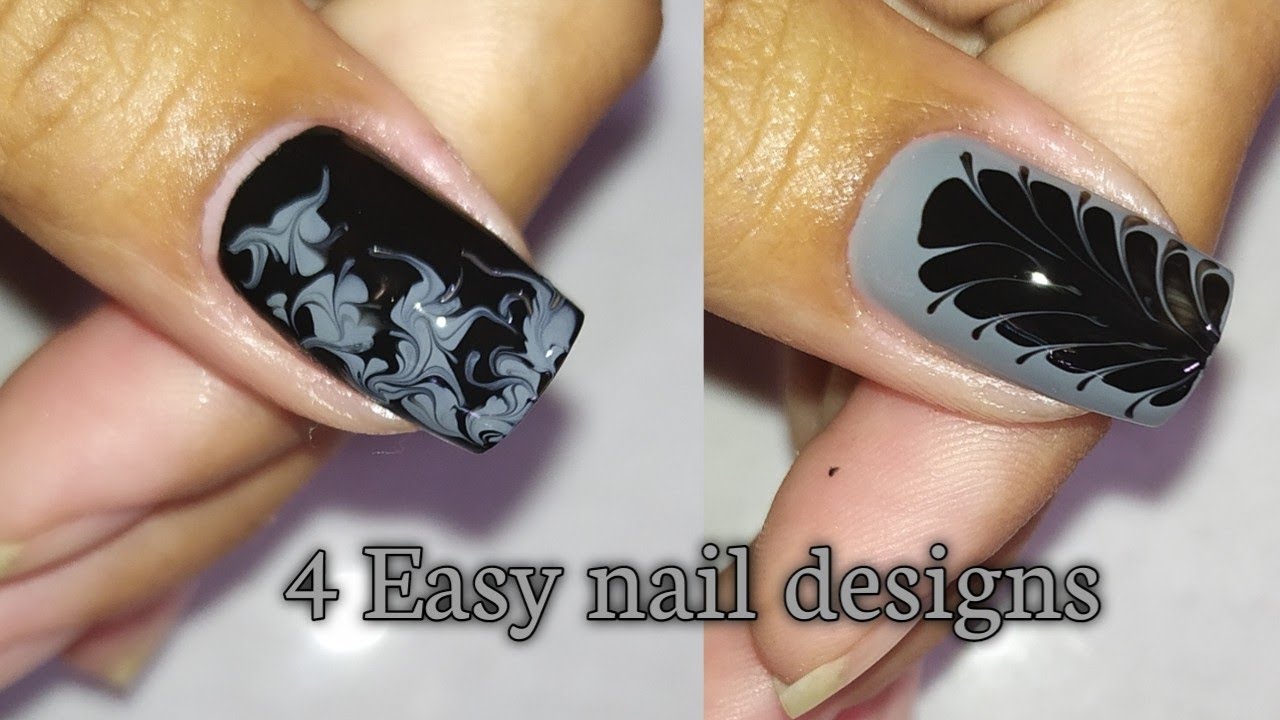 black and grey colour nail designs @LifeWorldWomen #naildesign #nailart