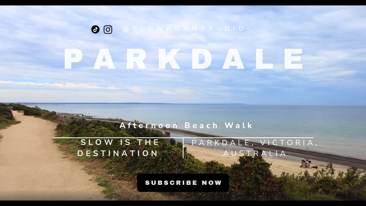 Overcast Sunset Beach Walk – Parkdale, Melbourne 🇦🇺 | Port Phillip Bay Coastal Sounds (4K)
