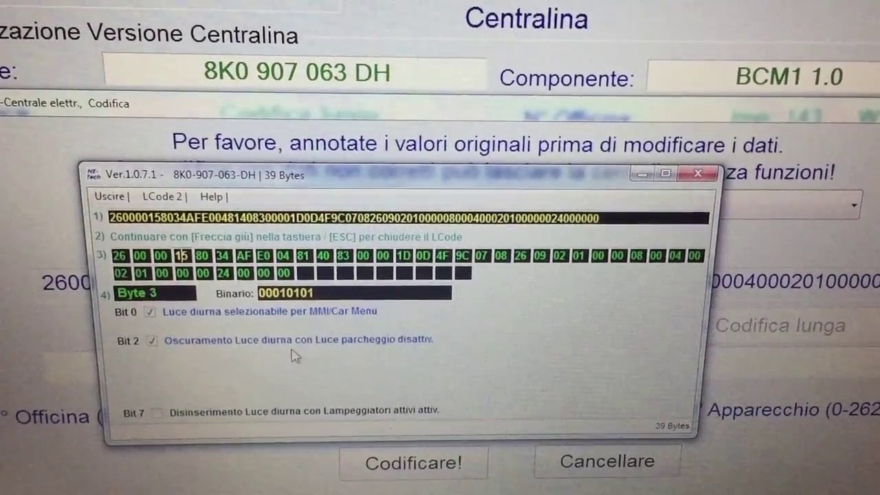 Codifica Vag Com Led Anteriori alti con Luci Posizione Audi A4 B8
