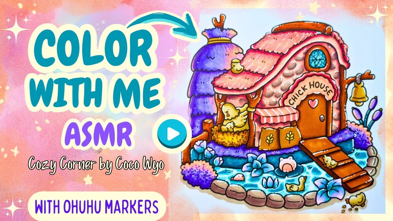 🌙 ASMR Color With Me 🧸 | Cozy Corner by Coco Wyo ✨ Relaxing Ohuhu Marker Sounds for Stress Relief