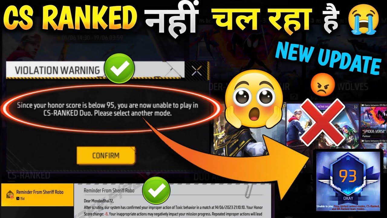 Since your honor score is below 95 you are now unable to play in CS RANKED NAHIN chal raha cs rank ?