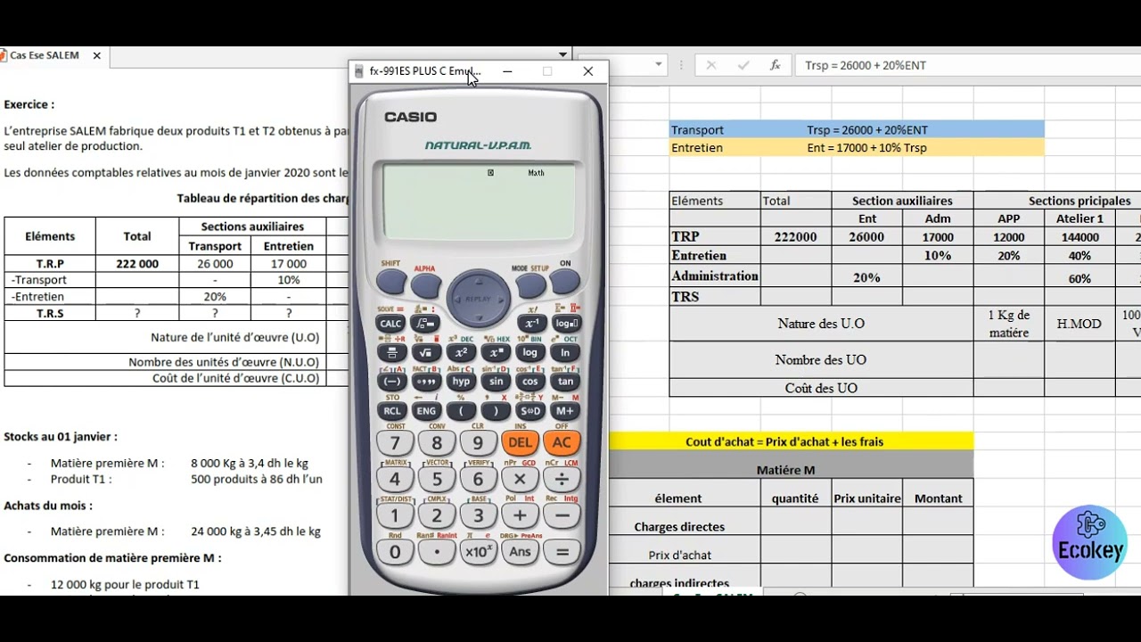 Comptabilité Analytique Exercice EFM Corrigé 1 Darija