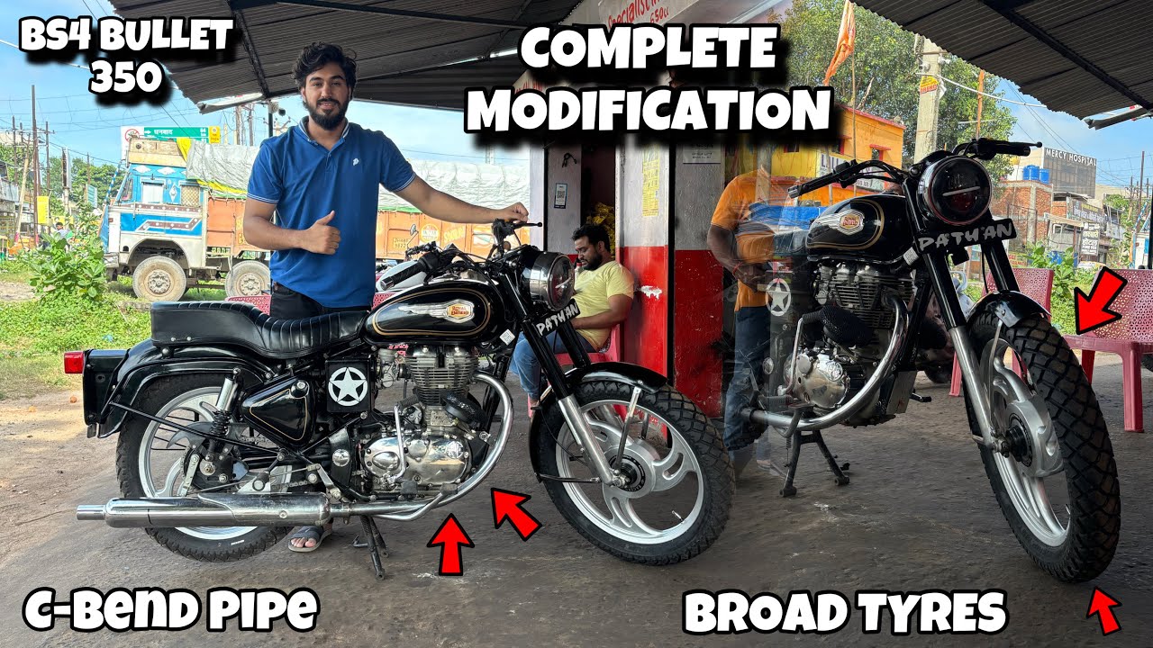 Brutal Bullet 350 Mod💥BS4 Edition with Broad Off-Road Tyres & C-Bend Pipe | Pure Road Presence! #MxK