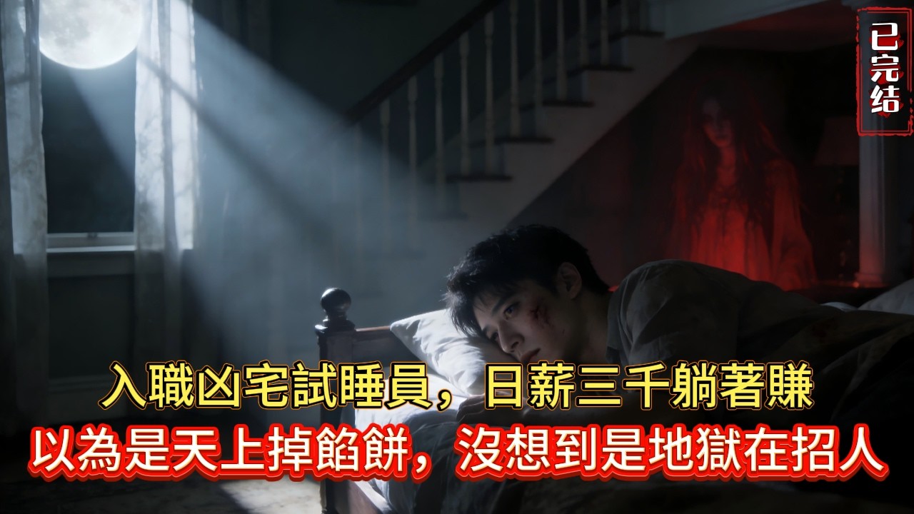 入職凶宅試睡員，沒想到「日薪三千」是買命錢？試睡第一晚，床下傳來敲擊聲、鏡中驚現紅衣女…結局太反轉！💥#小说推荐#灵异#完结文#鬼故事 #懸疑故事#novel #小说
