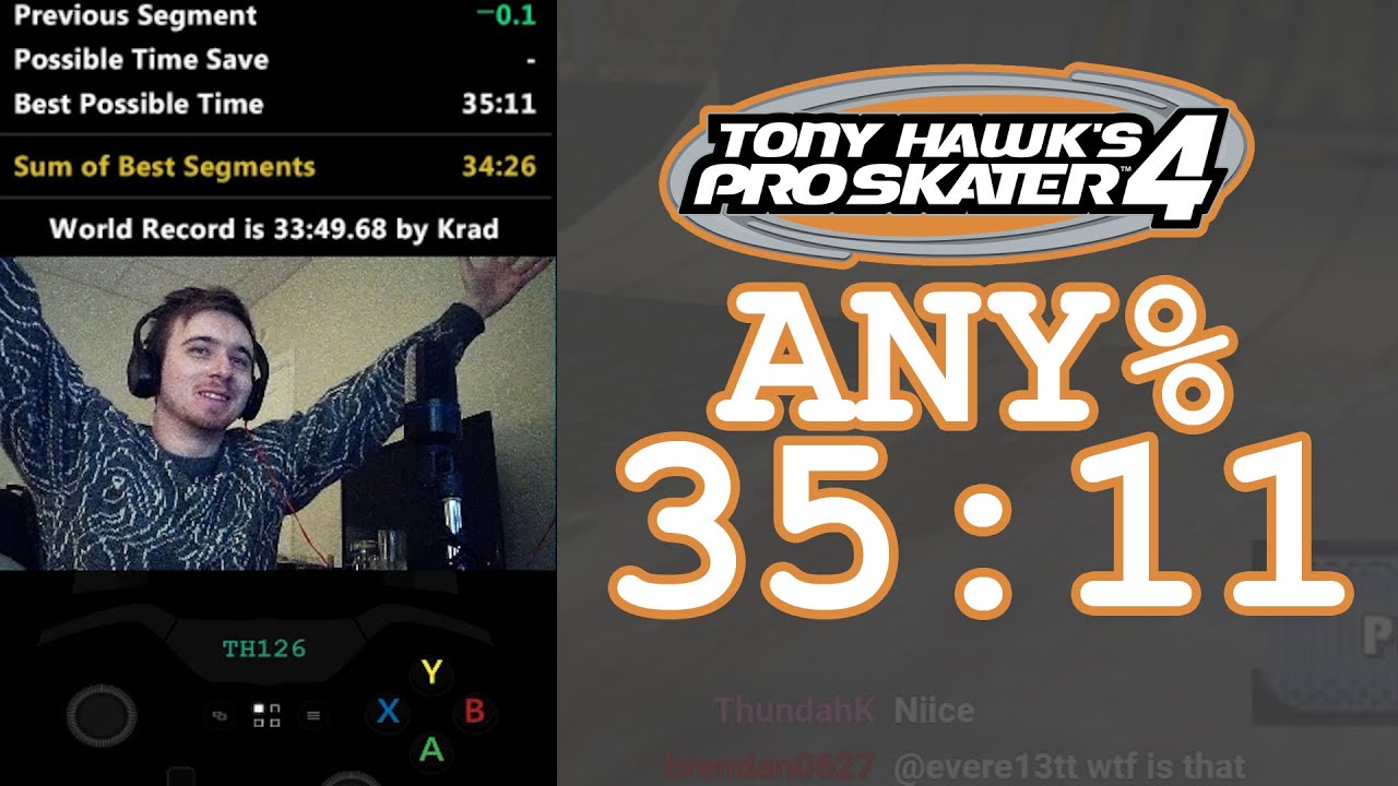 Tony Hawk's Pro Skater 4 Any% Speedrun in 35:11