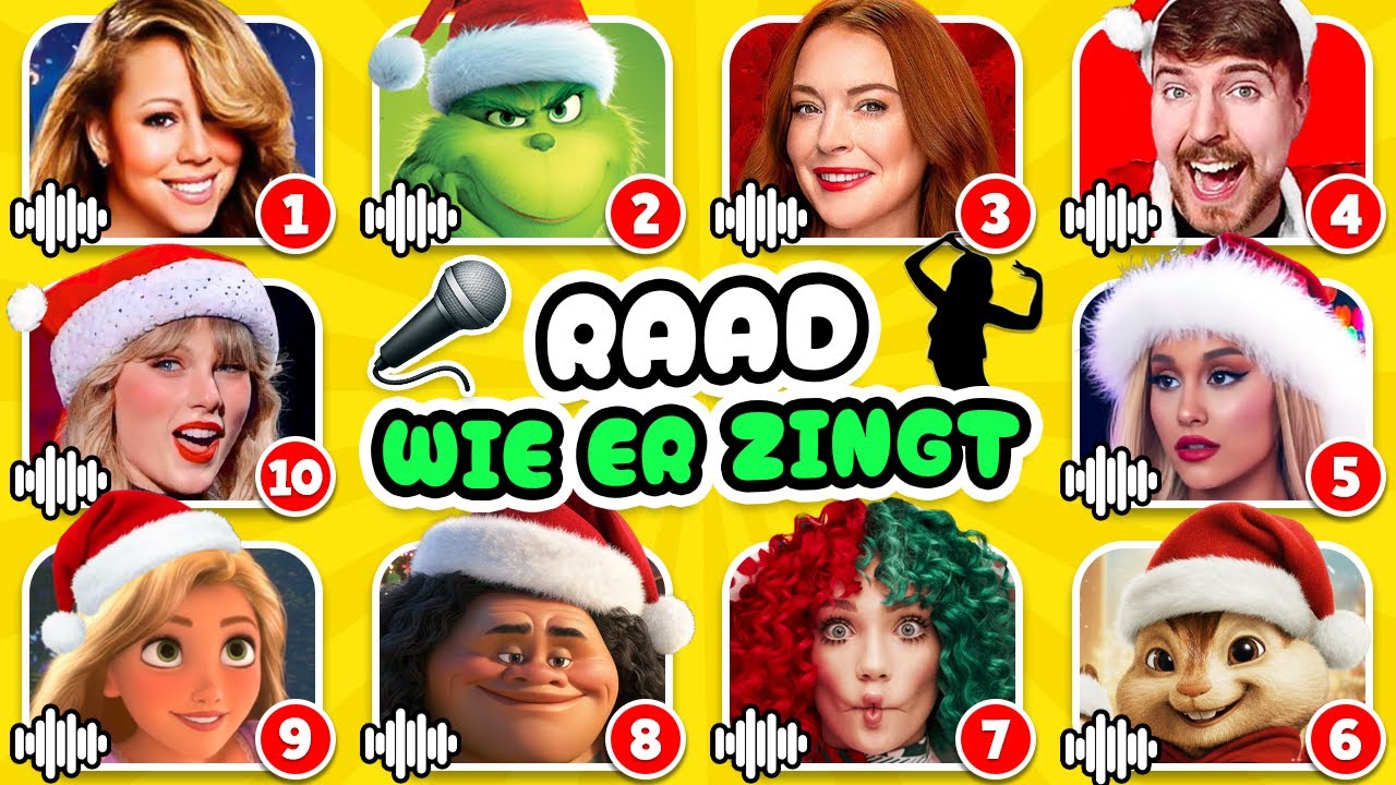 Raad Wie Er Zingt 🎅🎵 Kerstliedjes Editie 🎄 Ariana Grande, Mariah Carey, Home Alone, Grinch