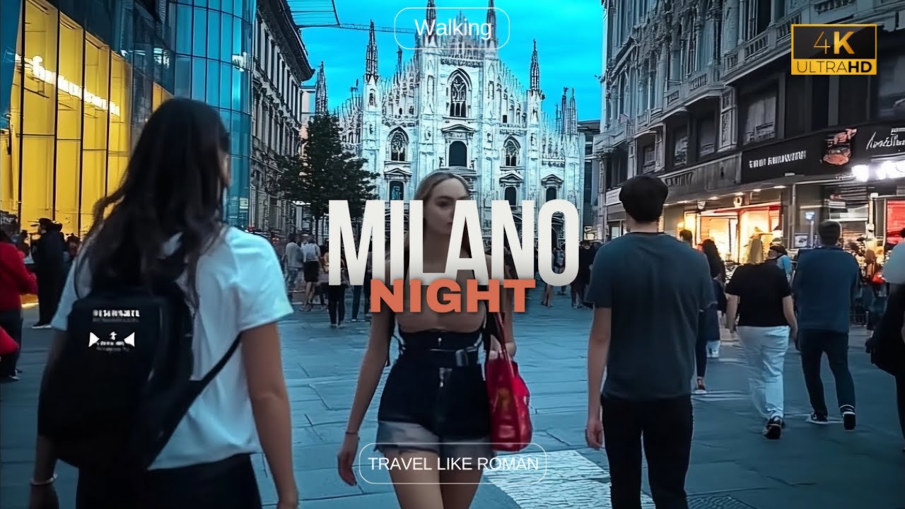 Милан🌃 Ночная жизнь в 4K 60 кадров в секунду ✅️ Исследуйте гламур итальянской моды🛍