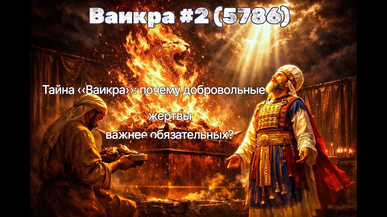 Ваикра 2 (5786) Тайна «Ваикра»: почему добровольные жертвы важнее обязательных?