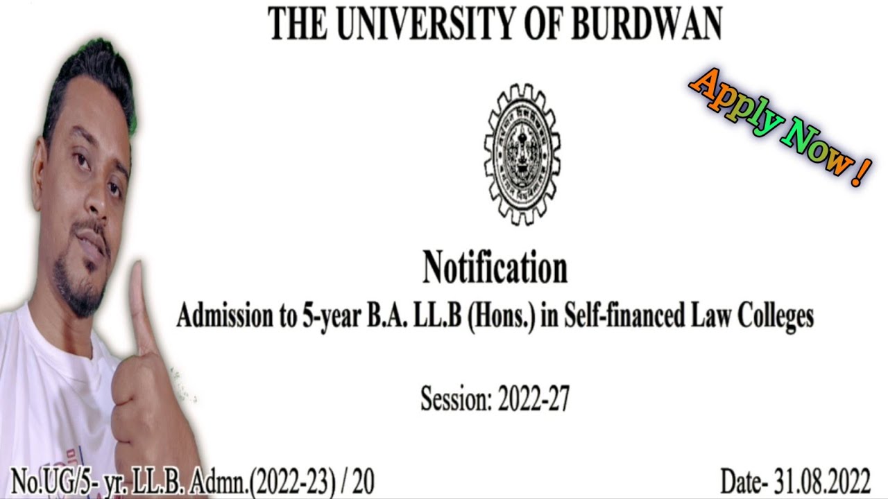 Burdwan University 5 year law admission 2022 : Bengal law college, Amex law college