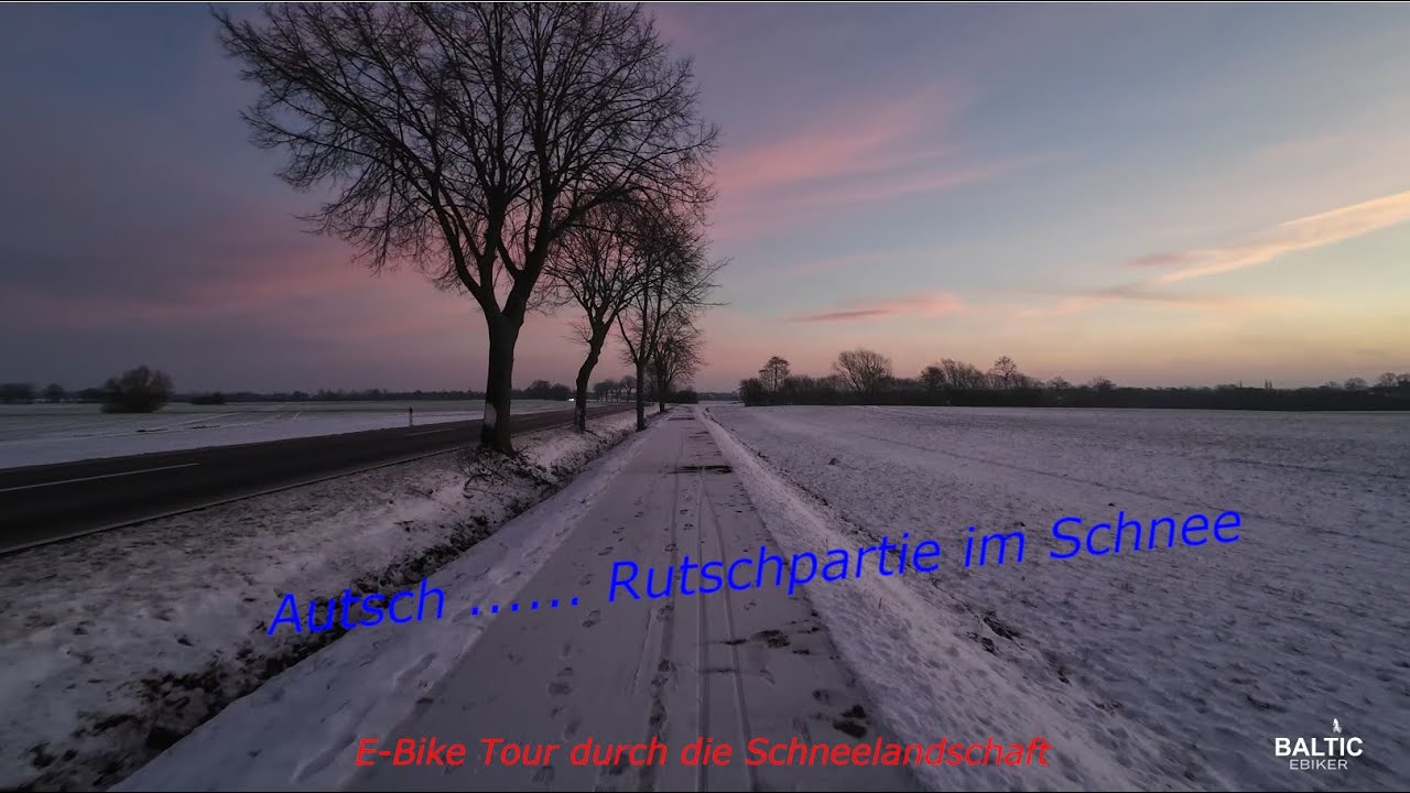 Autsch .... Rutschpartie im Schnee     E-Bike Tour in der Schneelandschaft