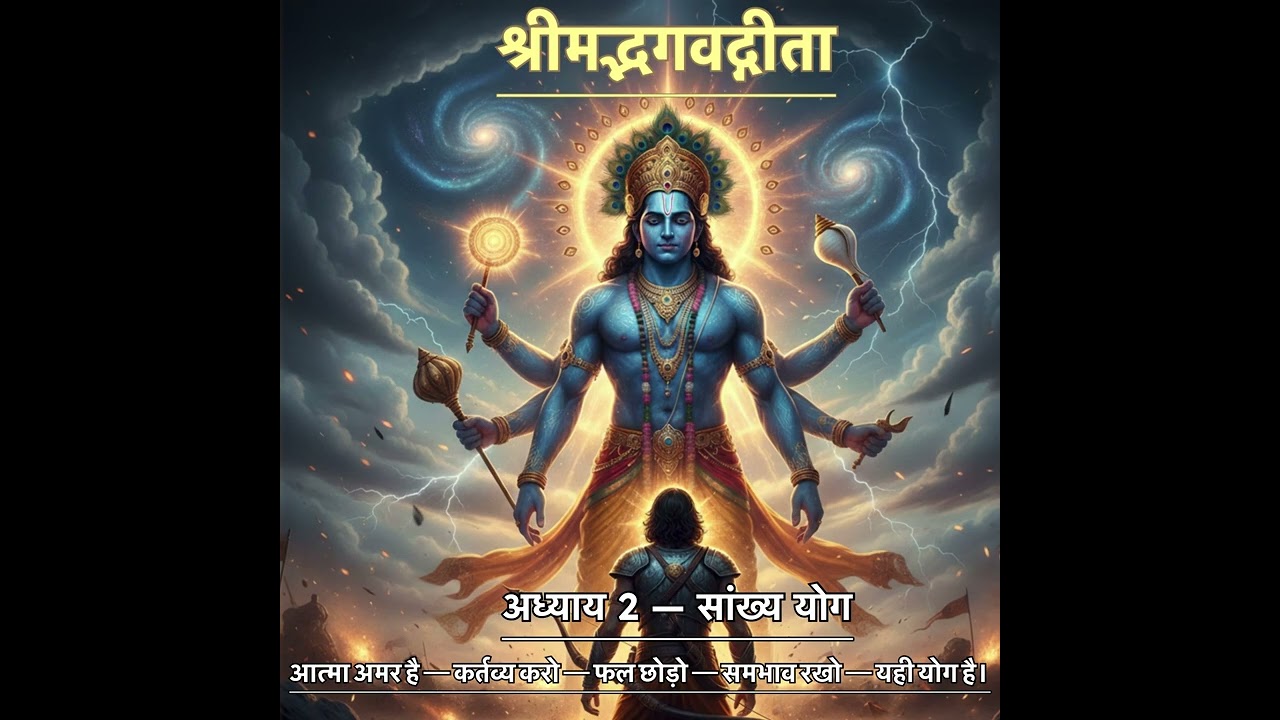 गीता अध्याय 2 हिंदी में 🙏 | सांख्य योग पूरा अध्याय | निष्काम कर्म और आत्मा का ज्ञान | भगवद गीता
