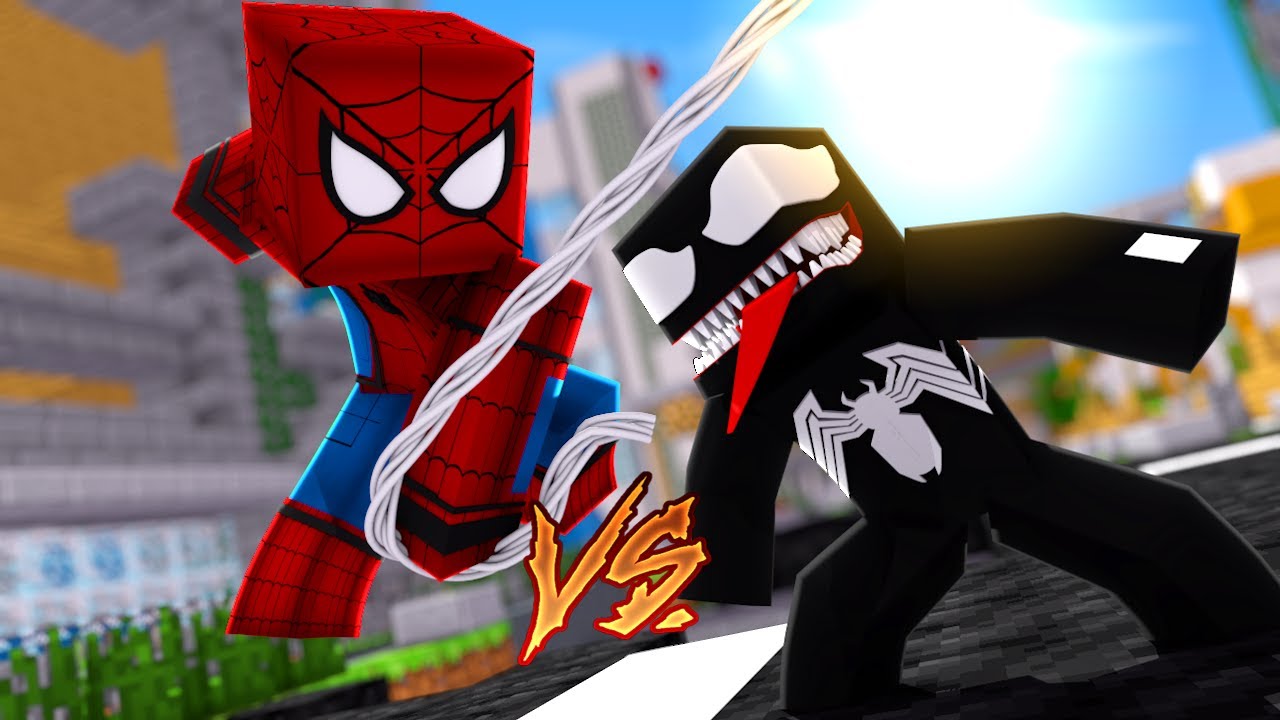 Minecraft: HERÓIS PVP - HOMEM ARANHA vs VENOM!