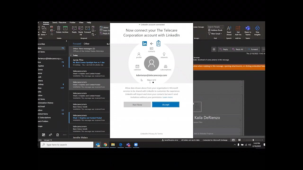 How to Add Your LinkedIn Profile to Your Telecare Outlook Account