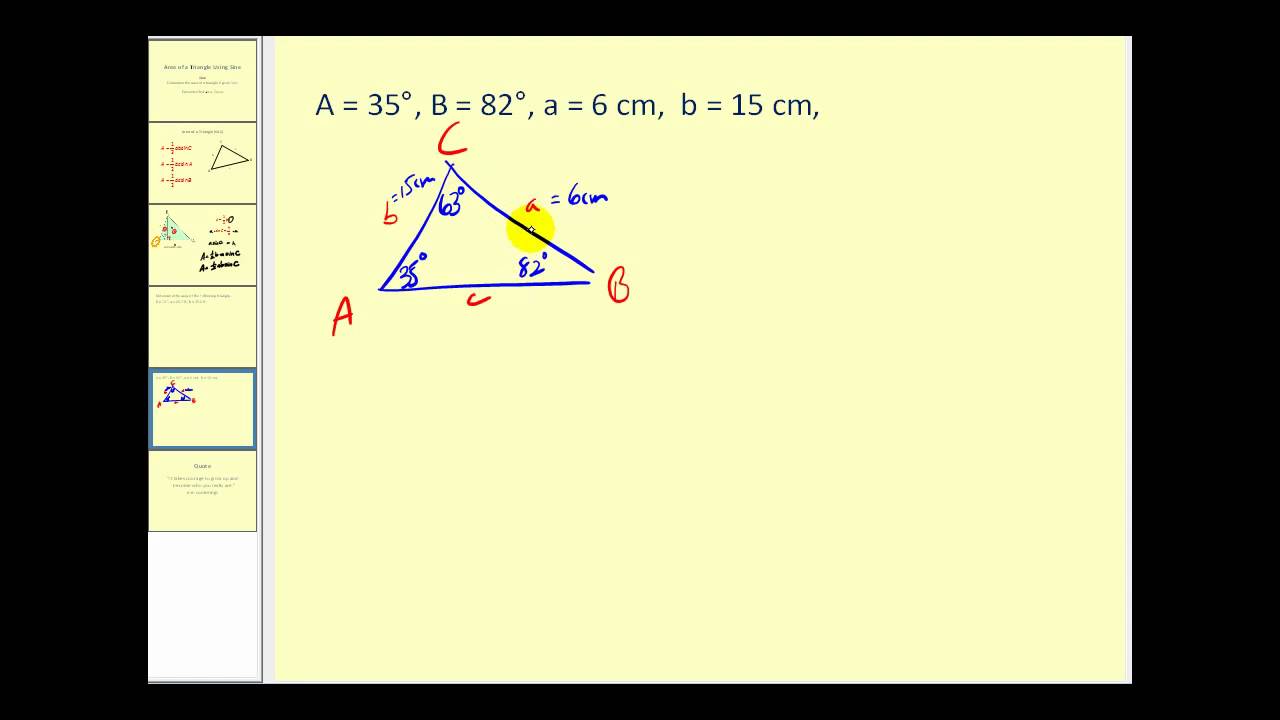 The Area of a Triangle using Sine