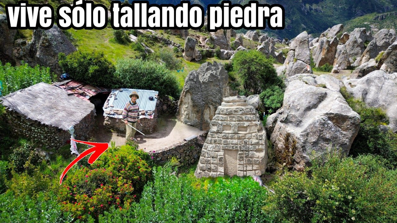 Este hombre VIVE SÓLO en un BOSQUE de PIEDRA solo tallando las rocas