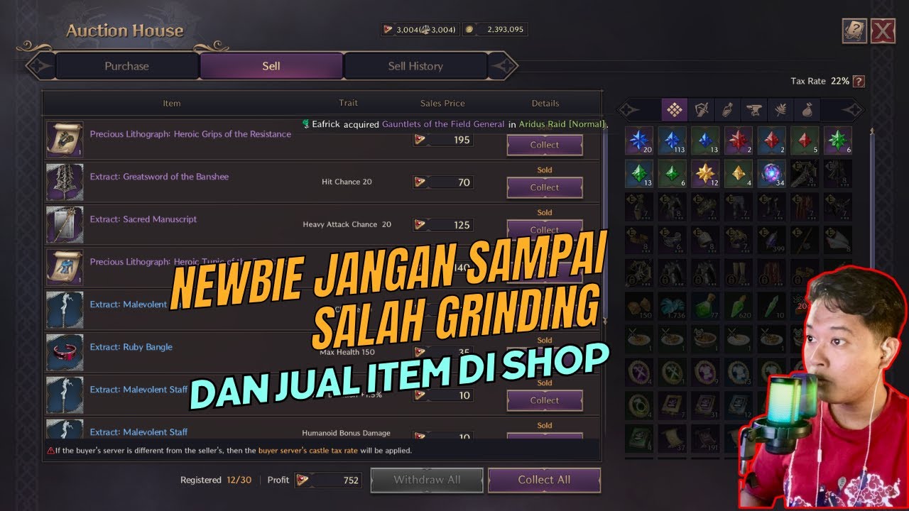 Tips Grinding Dan Jual Item Di Shop Untuk Newbie Di Throne And Liberty