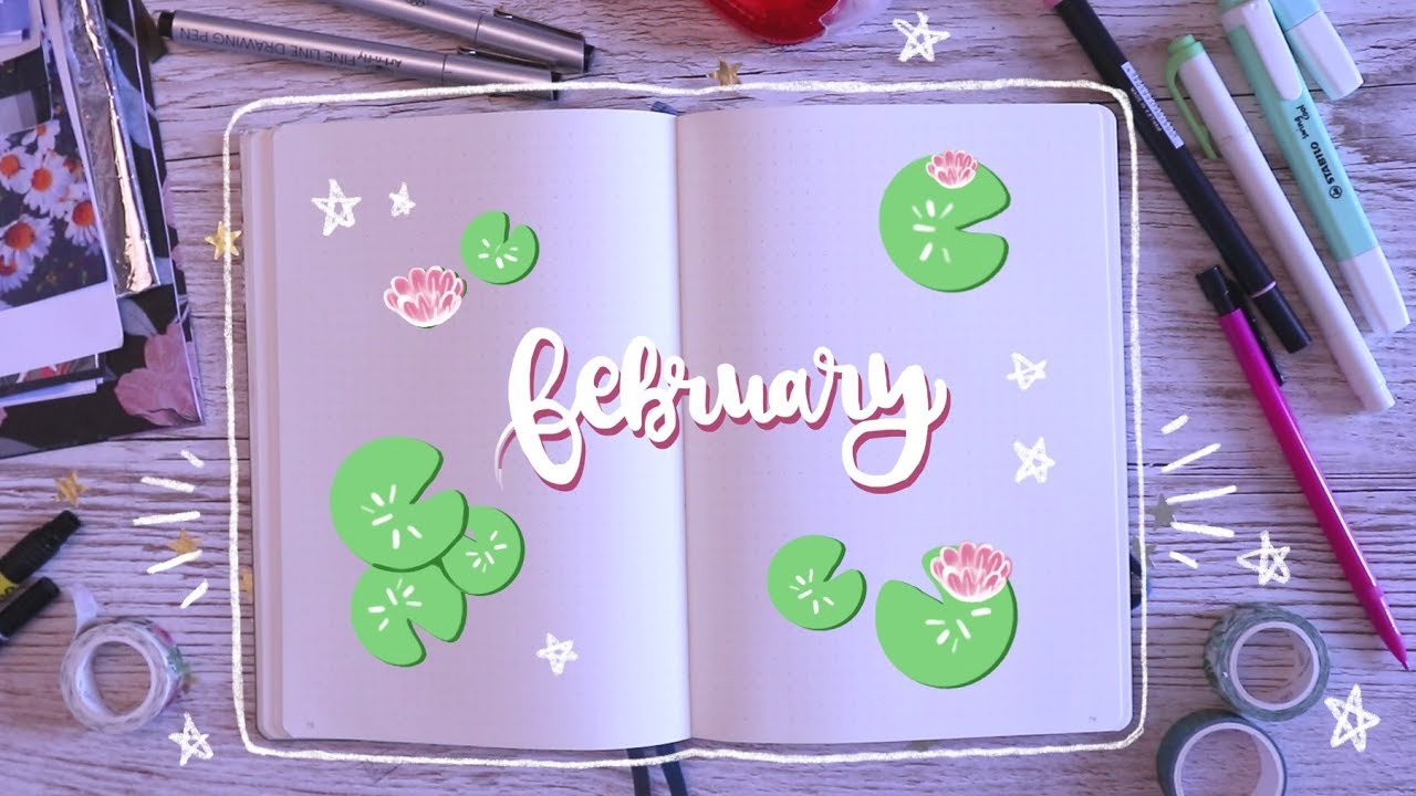 February 2019 Bullet Journal Plan With Me | lily pads theme