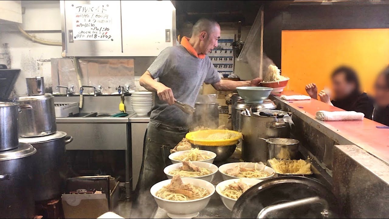 神回【ラーメン二郎の貴重映像】全増しが出来るまで一部始終を大公開！【ラーメン二郎 ひばりヶ丘店】ramen