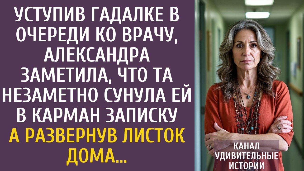 Уступив гадалке в очереди ко врачу, заметила, что та сунула ей в карман записку… А развернув ее дома