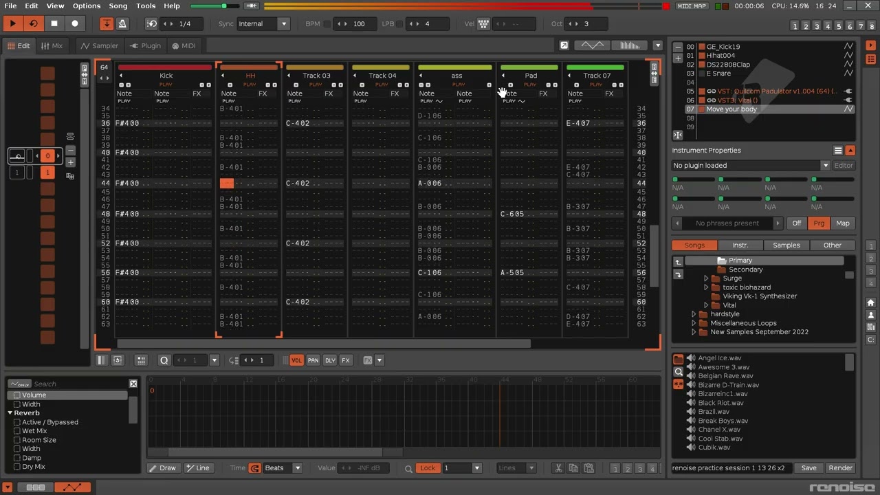 Renoise Practice Session 1/13/26/X2 Sound Design/automation