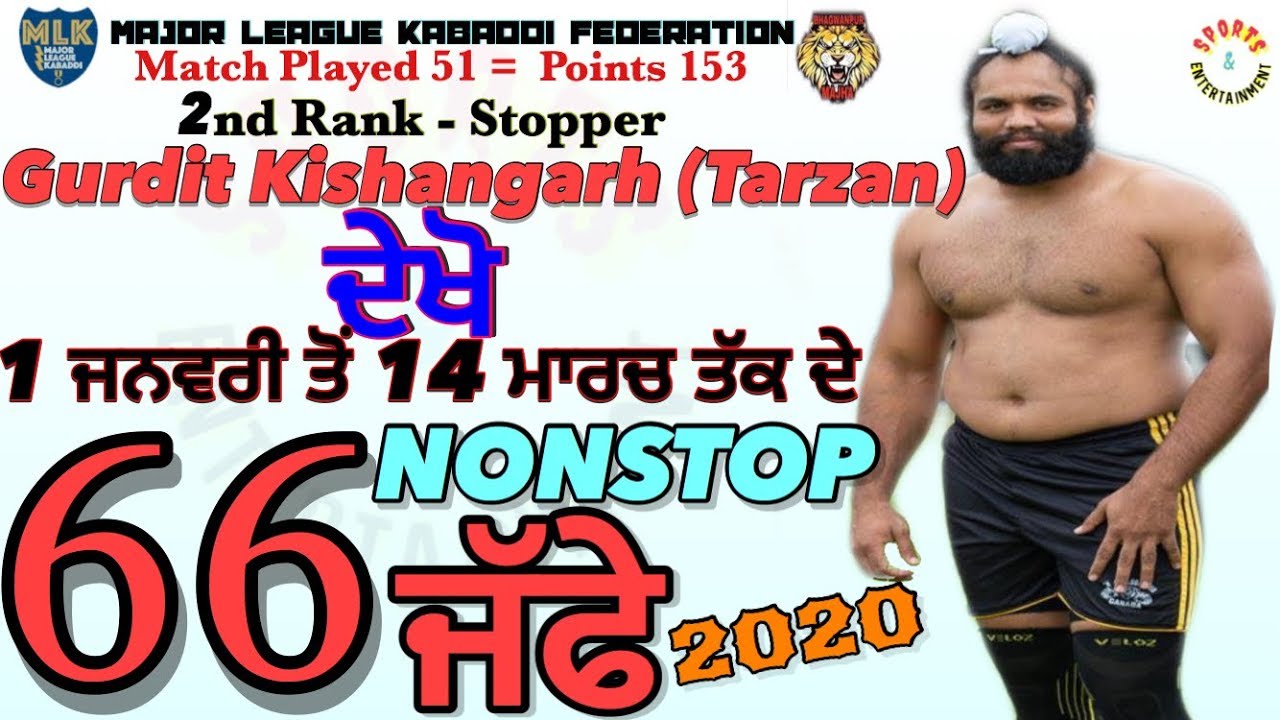 Gurdit Kishangarh kabaddi 66 best stops 2020, Gurdit Tarzan kabaddi player, Bhagwanpur club majha