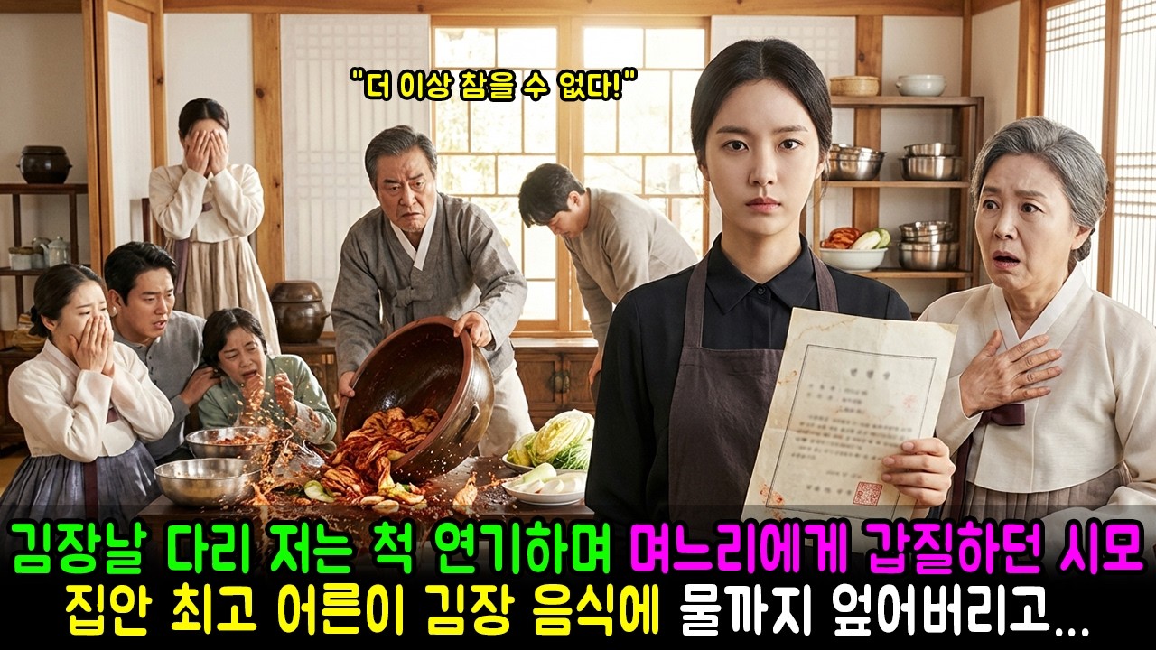 김장날 다리 저는 척 연기하며 며느리에게 갑질하던 시모, 집안 최고 어른이 김장 음식에 물까지 엎어버리고... | 감동사연 | 고부사연 | 반전사연