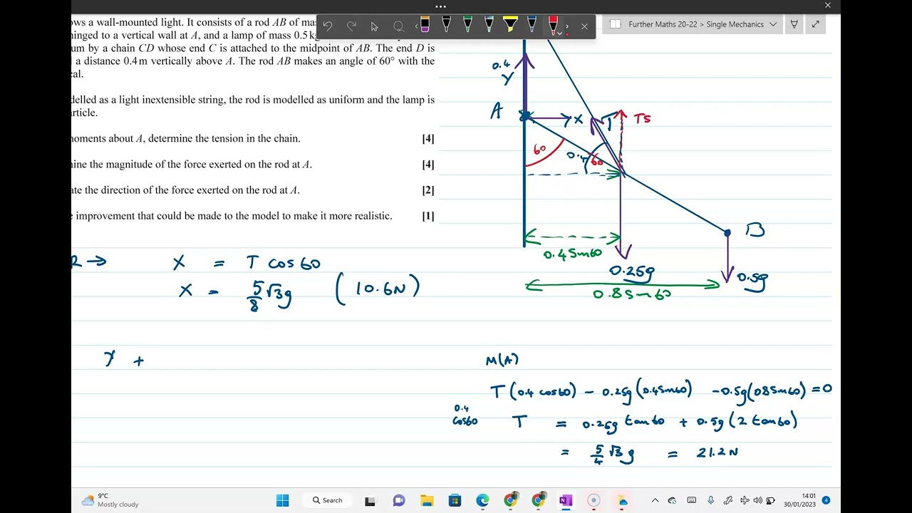 OCR A Maths Mech Paper 3 2020 question 10