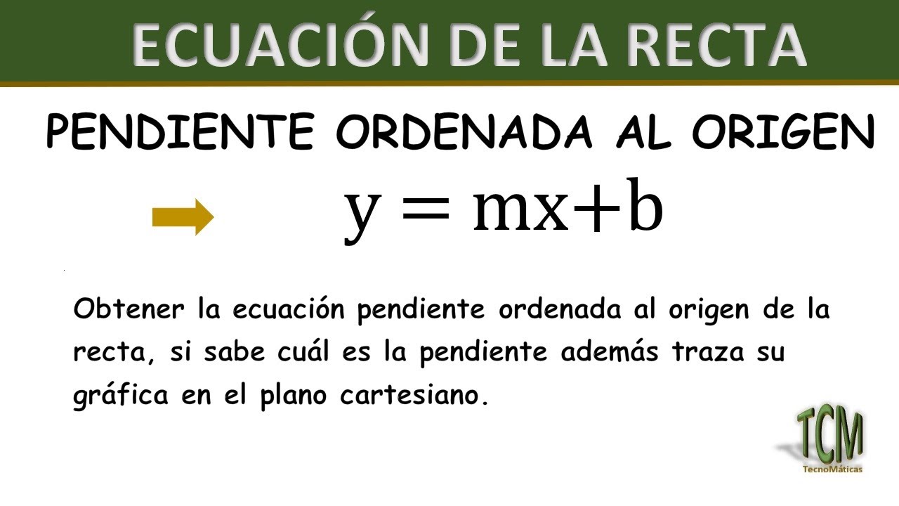 Ecuacion de la recta | Pendiente ordenada al origen | Intersecta eje