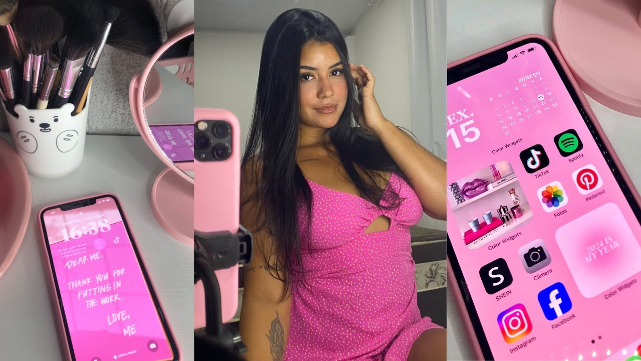 Organização aesthetic no meu IPhone | março de 2024 💖✨🎀