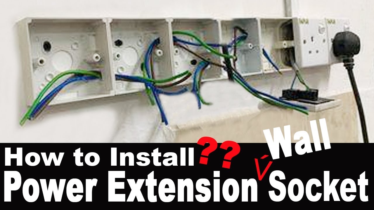 How to Install Power Extension Wall Socket - Cara Tambah Soket Elektrik Dinding DIY with subtitle