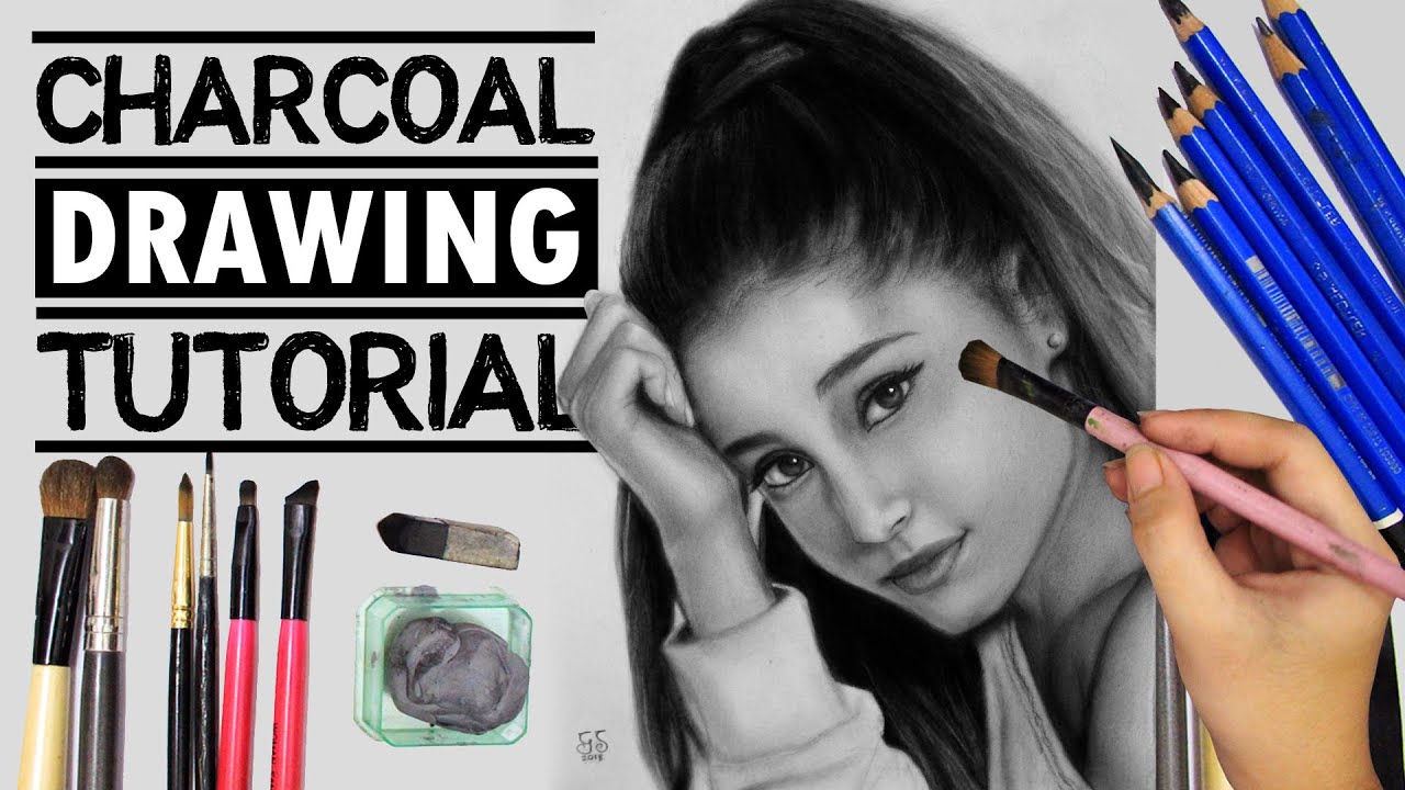How to Draw Using Charcoal Tutorial | Dry Brush Technique Ariana Grande Philippines