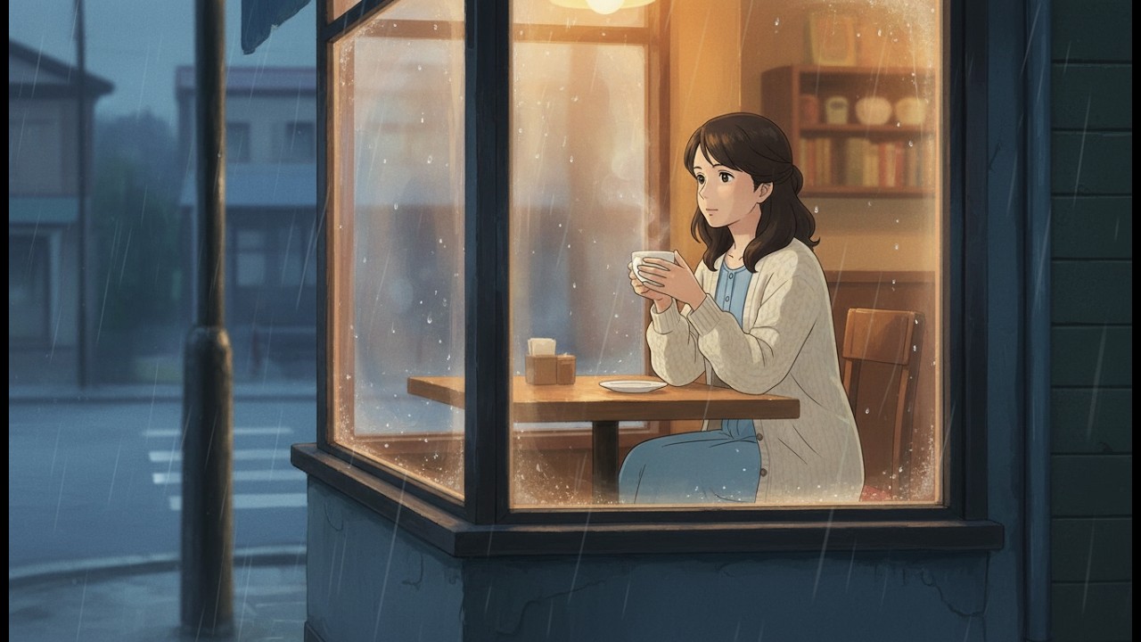 Rainlight at the Corner Café ☕🌧️  Cozy Ghibli Inspired Slow Living Story