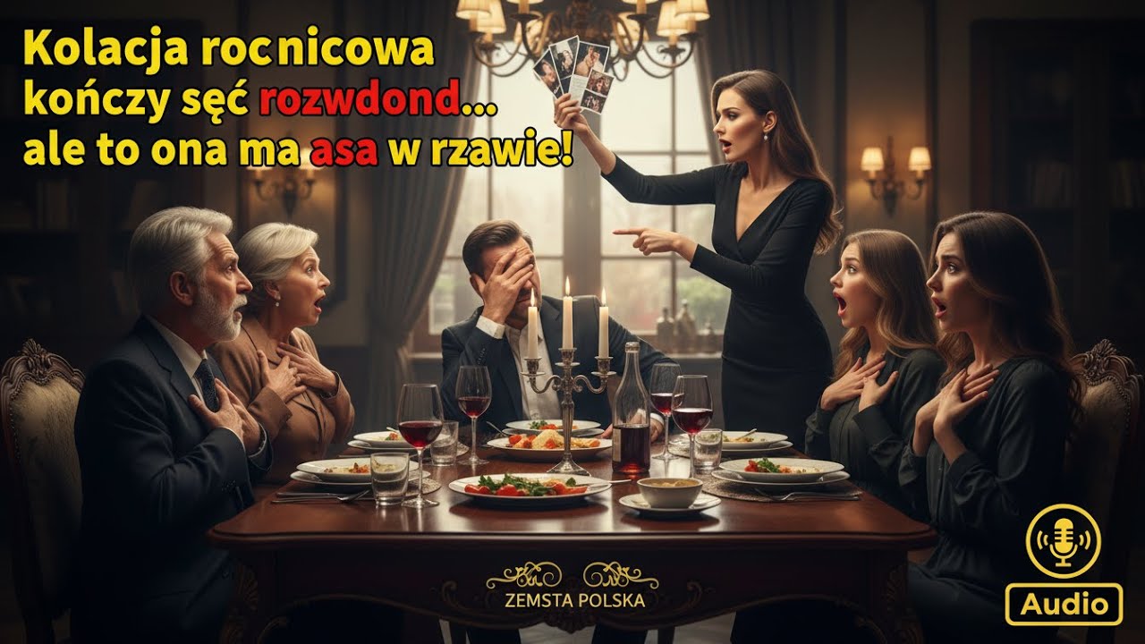 Wieczór rocznicowy, gdy mąż ogłasza rozwód przed całą rodziną, kończy się jego upadkiem, gdy żona...