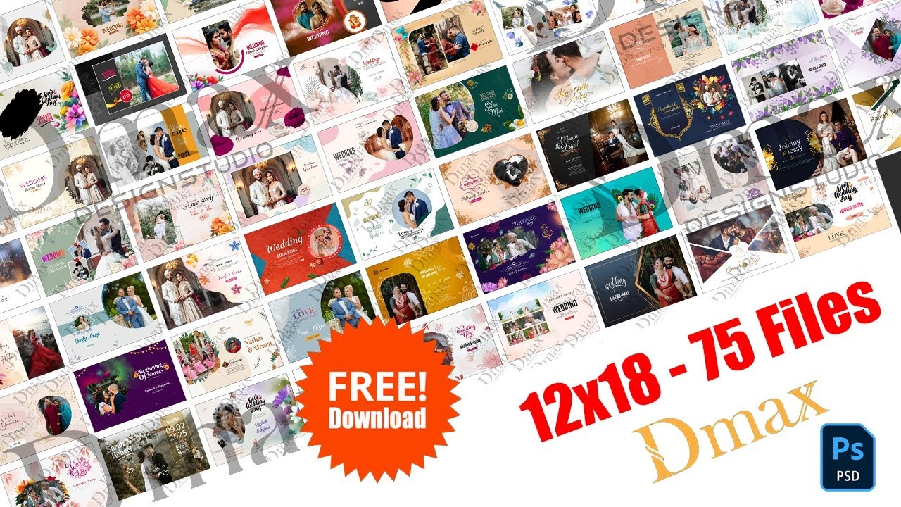 12x18 Dmax Wedding Album Cover Design PSD Files 2024 | Free Download | #photoshoot #psd #design