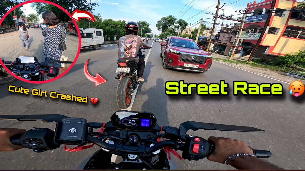 Street Race 🥵 with cute Girl (Ns400🆚Duke390🆚Dominar400)
