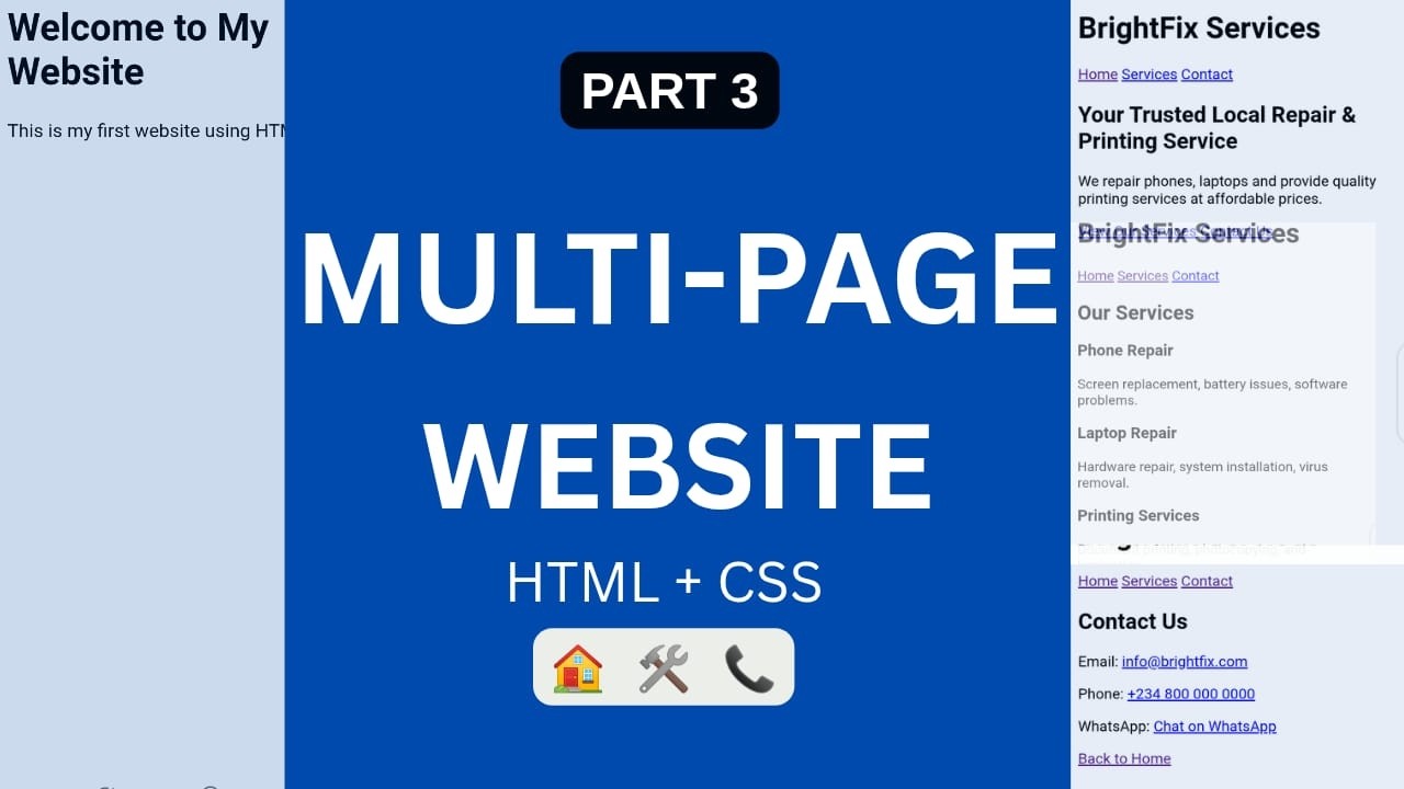 Part 3: How to Create a Multi-Page Website Using HTML & CSS on Android | Acode Tutorial