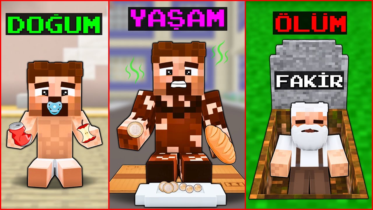 DOĞUMDAN &Ouml;L&Uuml;ME FAKİR'İN HAYATI! 😱 - Minecraft