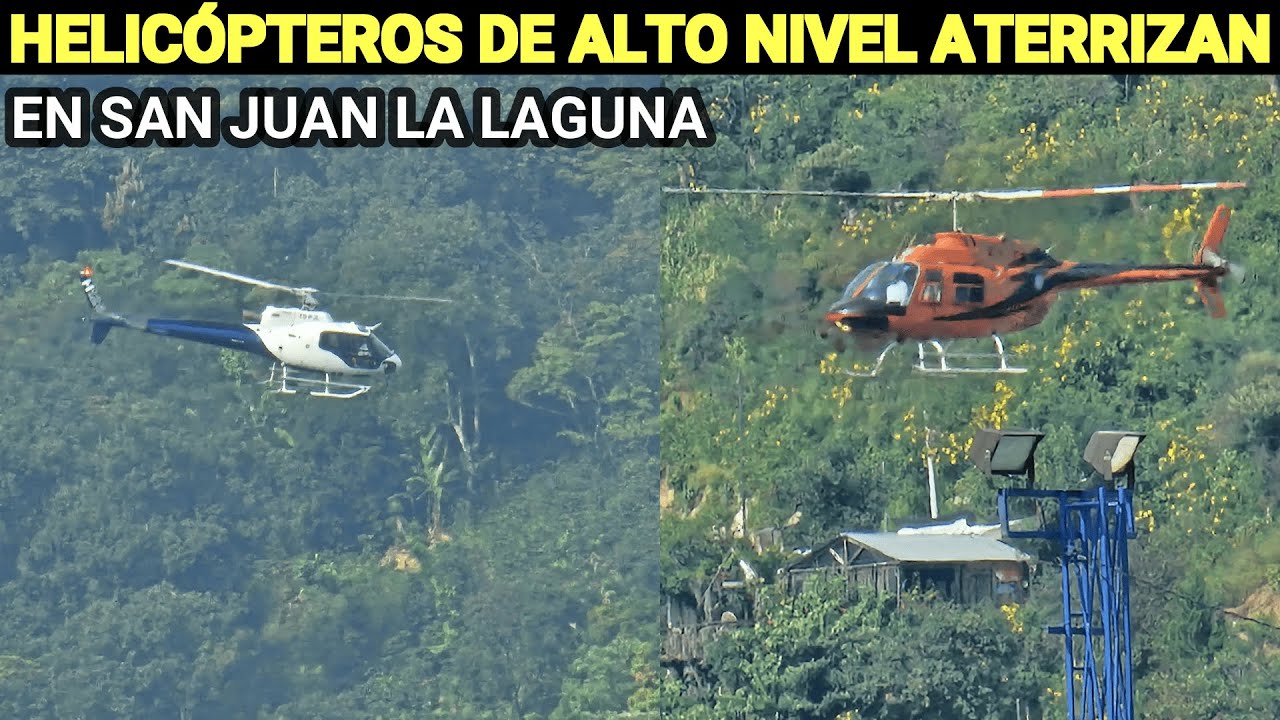 VARIOS HELIC&Oacute;PTEROS DE ALTO NIVEL ATERRIZAN EN EL MUNICIPIO DE SAN JUAN LA LAGUNA, GUATEMALA.