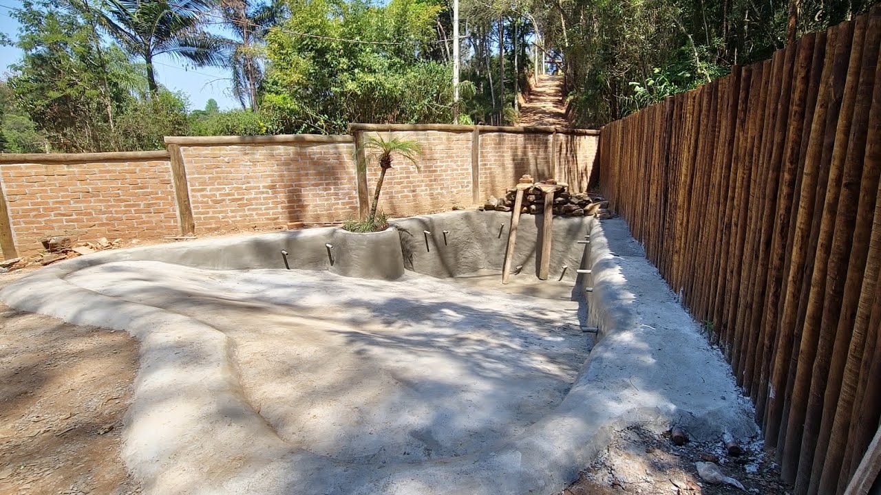 Piscina Ferro cimento com acabamento de areia compactada, Piscina Praia parte 2