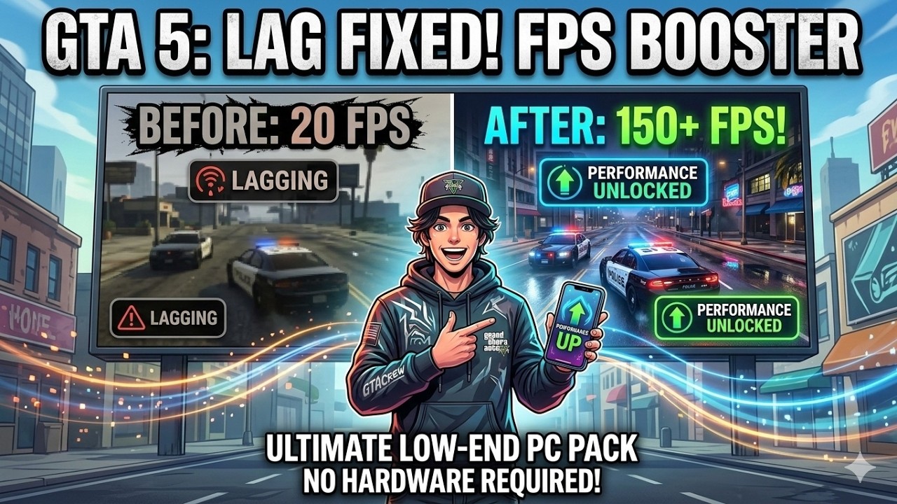 20 FPS se seedha 100+ FPS! 🚀 GTA 5 Lag Fix for Low End PC. Ultimate Graphics Settings