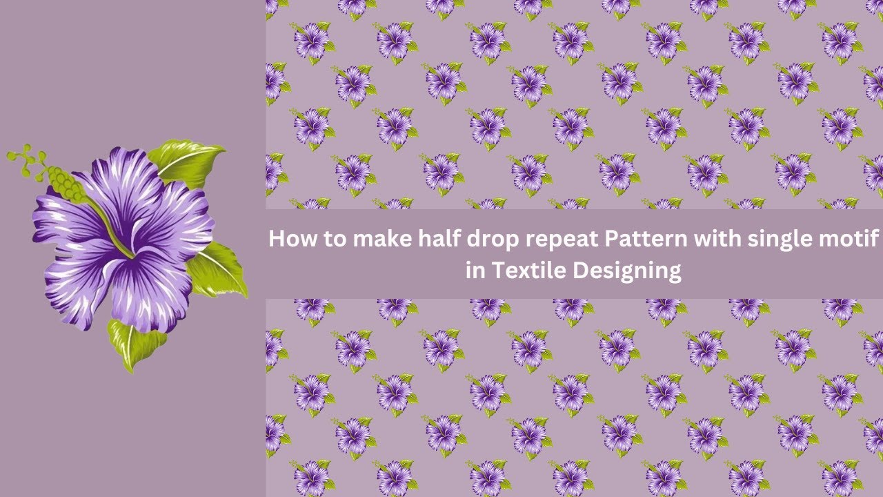 How to make half drop repeat Pattern in Textile Designing (method 1) | Photoshop classes