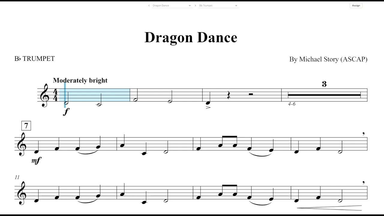 Dragon Dance (Michael Story) Bb Trumpet Play Along