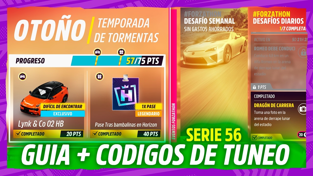 Como COMPLETAR los Desafios Semanales de OTOÑO Serie 56 Forza Horizon 5 Guia Completa