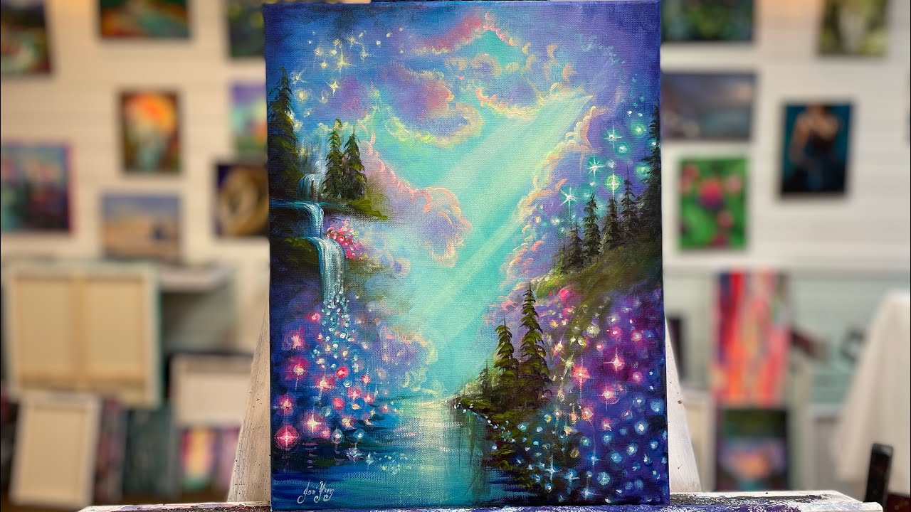 How To Paint “Stardust & Moonbeams” acrylic painting tutorial