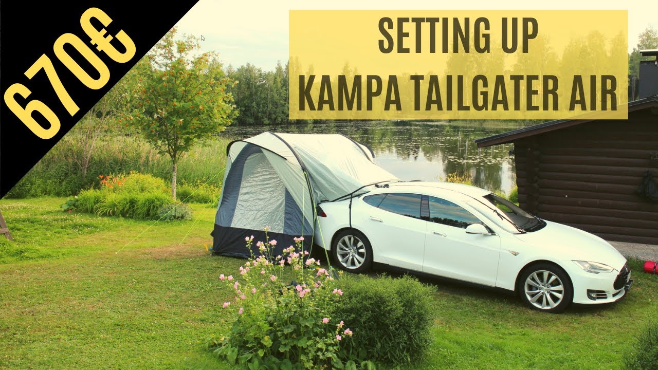 Setting up Kampa Tailgater Air tent with Tesla Model S!