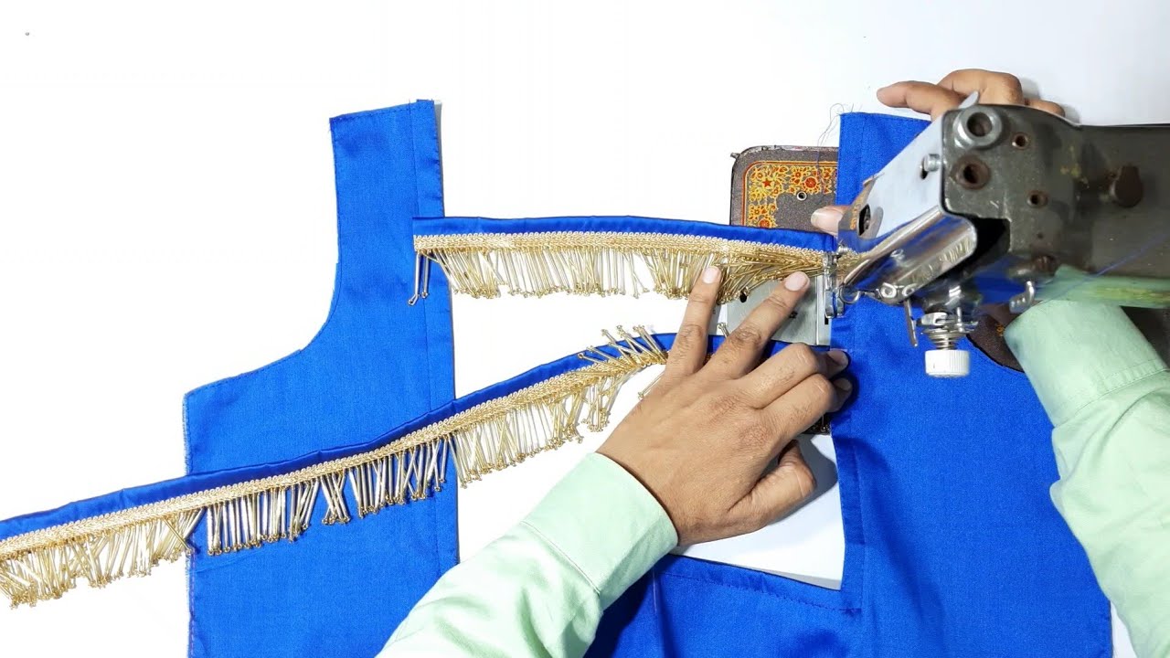 Blouse Design Cutting and Stitching with moti Lace @alvisistersvlogs4633