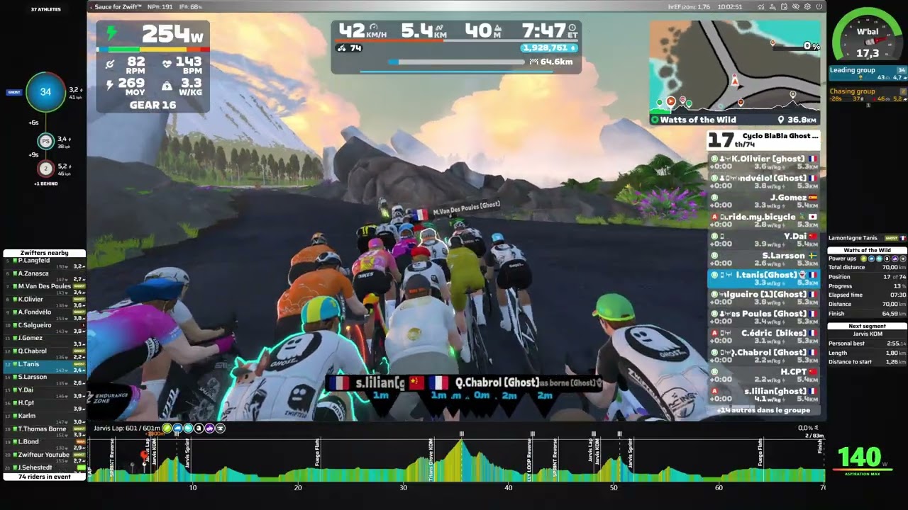 ZWIFT/Cyclo BlaBla Ghost Team/Watts of the Wild/70km/2026 03 08