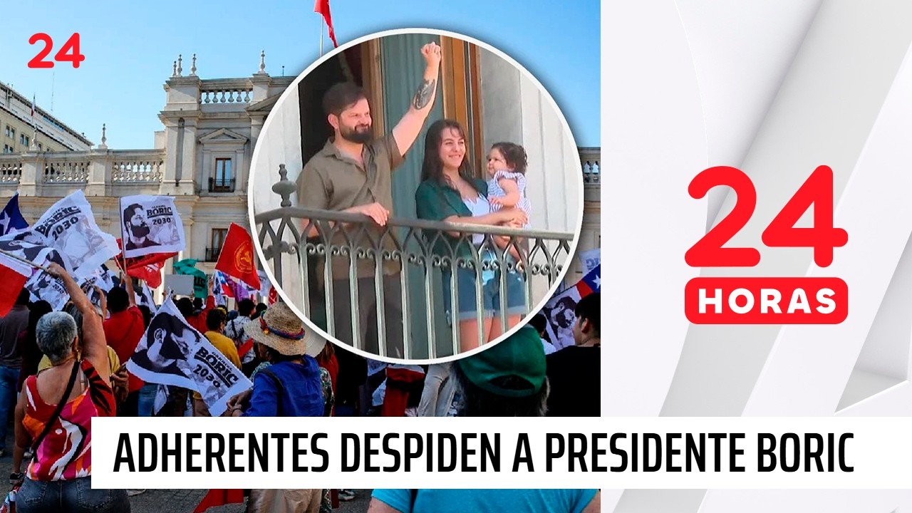 Presidente Boric saludó a adherentes que arribaron a La Moneda en acto de despedida