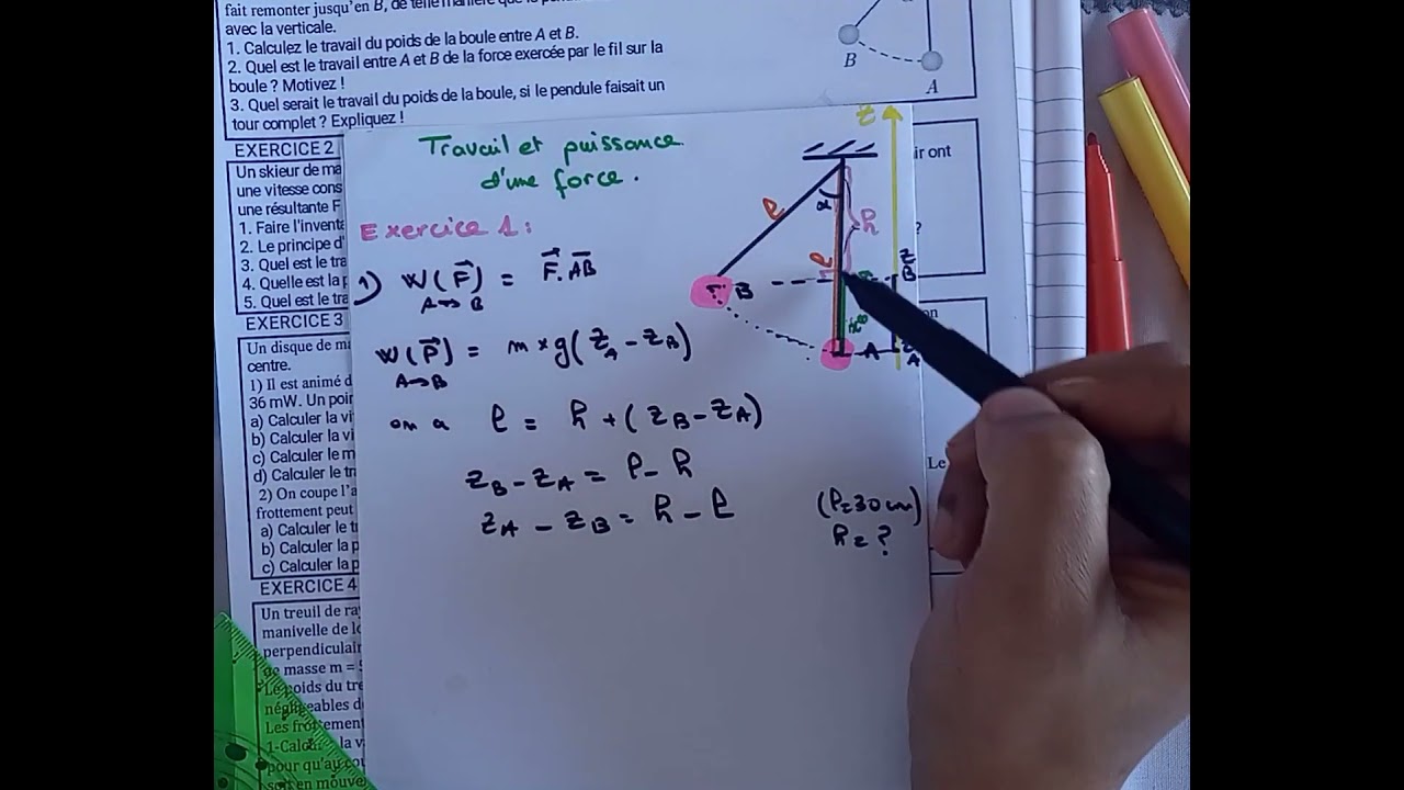 #1bac Travail et puissance d'une force exercice 1