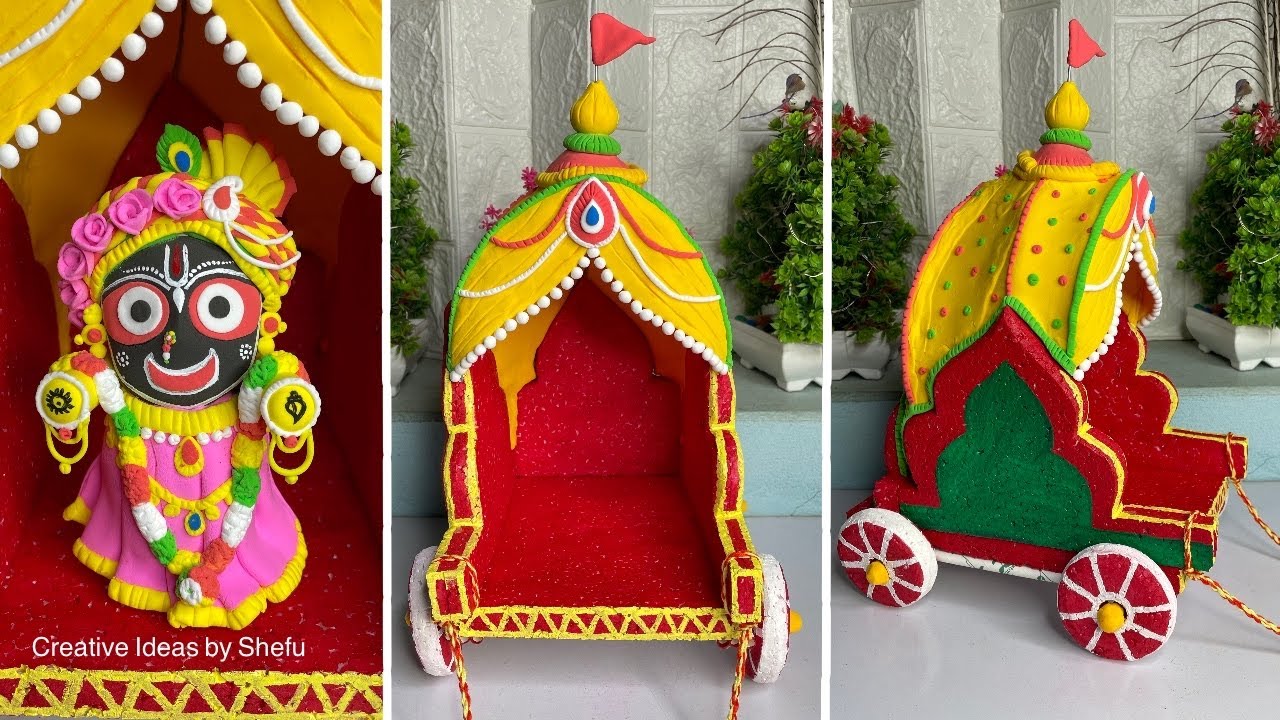 DIY how to make Jagannath Idol & Rath with super clay || handmade clay Jagannath idol making
